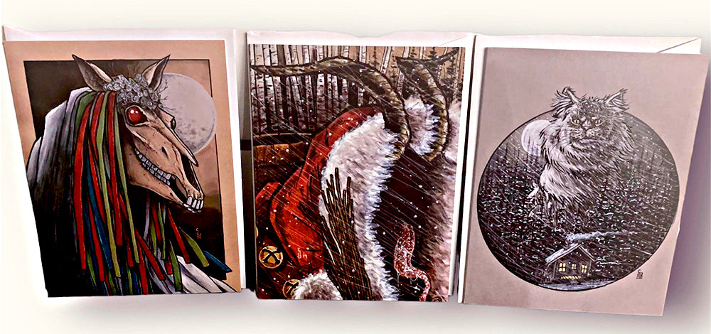 Cryptid Greeting Cards. Set of 3.